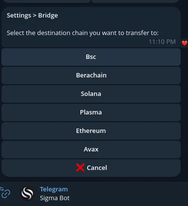 Earlier Sigma chain settings retained as a historical screenshot